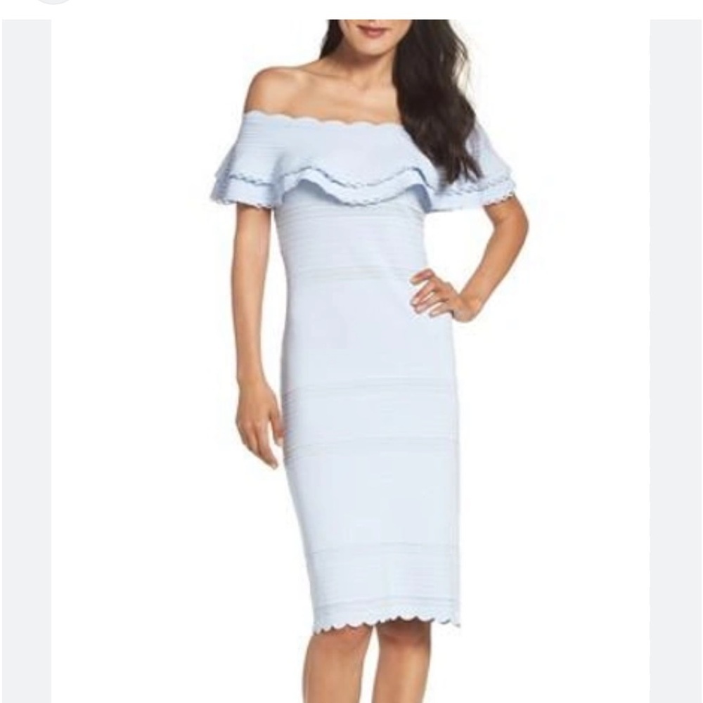 Eliza J off the shoulder blue dress, size Large